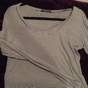 Black and white striped long sleeve tee